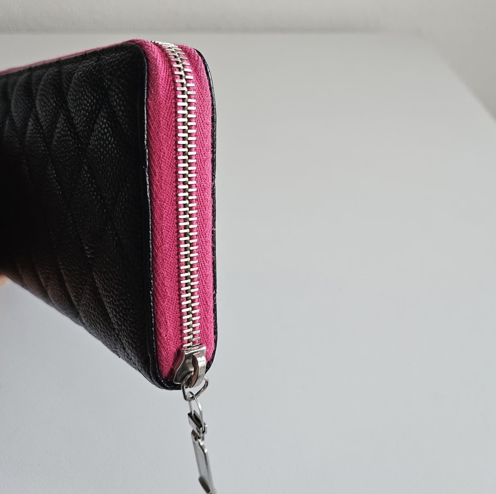 Chanel Black Caviar Quilted Gusset Zip Around Long Wallet - Picture 6 of 16